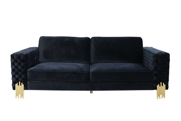 Lori - Modern Velvet Glam Black & Gold Sofa / VGYUHD-1936-BLK-S