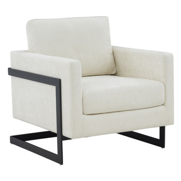 Prince - Contemporary Cream Fabric + Black Accent Chair / VGRHRHS-AC-257-WHT-CH