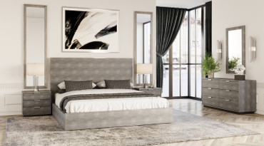 Dynasty - Eastern King Modern Shagreen Bedroom Set - 3 Drawer / VGVCBD2108-XGRY-BED-SET-3