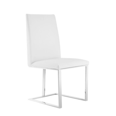 Frankie - Modern White & Brushed Stainless Steel Dining Chair / VGGA-6917CH-WHT-SS-DC
