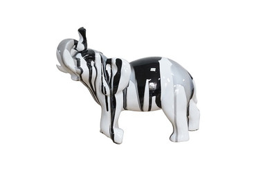 White Multi Colored Elephant Sculpture / VGTH-PC-0177