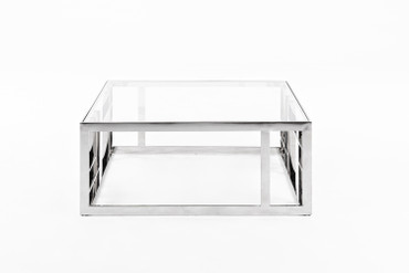 Stephen - Modern Glass & Stainless Steel Square Coffee Table / VGHB-341E