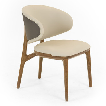 Chance - Contemporary Cream and Brown Leatherette Walnut Dining Chair / VGCS-CH21045-DC
