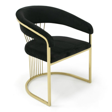 Linda - Modern Black Velvet and Gold Dining Chair / VGZA-Y429-BLK-DC