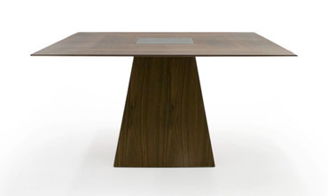 Cora- Modern Walnut and Black Tempered Glass Dining Table / VGBB-MI1412-WAL-DT
