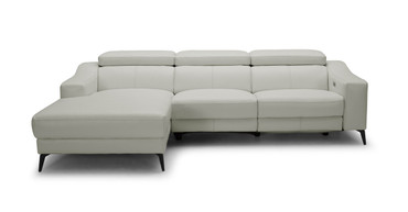 Rampart - Modern L-Shape LAF White Leather Sectional Sofa with 1 Recliner / VGKM-5325-LAF-WHT-SECT