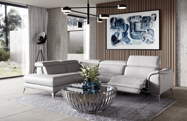 Monte Carlo - Italian Modern Grey Leather LAF Sectional Sofa / VGCC-MONTECARLO-G-LAF