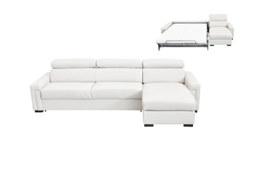Sacha - Modern White Leather Reversible Sectional Sofa Bed with Storage / VGNT-SACHA-E3018-W