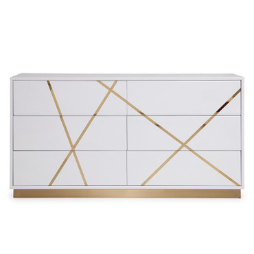 Nixa Modern Wide White and Gold Dresser / VGVCJ1909-D-WHT-1-W