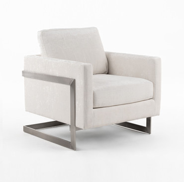 Prince - Contemporary Off White Fabric + Silver Accent Chair / VGRH-RHS-AC-255-SW