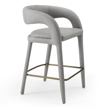 Faerron - Modern Grey Leatherette Counter Chair / VGEUMC-7182BC-GRY