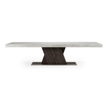 Cairo - Italian Modern Faux Marble & Pecan Elm Extendable Dining Table / VGACCAIRO-TBL