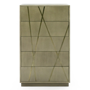 Nixa - Modern Wide Birch + Brushed Bronze Chest / VGVC-J1909-5H-L-BIR