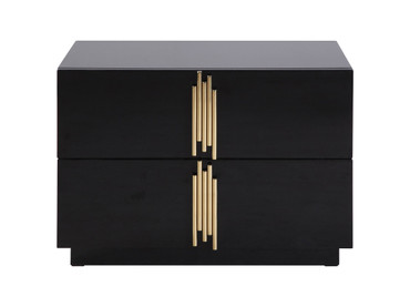 Token - Modern Black + Gold Wide Nightstand / VGVC-N815-L-BLK
