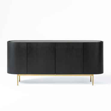 Bowie - Mid-Century Modern Black Oak + Brass Buffet / VGDWJ9941