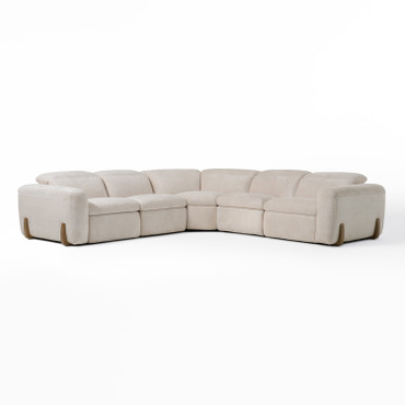 Conrad - Modern Beige Fabric Sectional With 3 Recliners / VGKVKM.856-SND