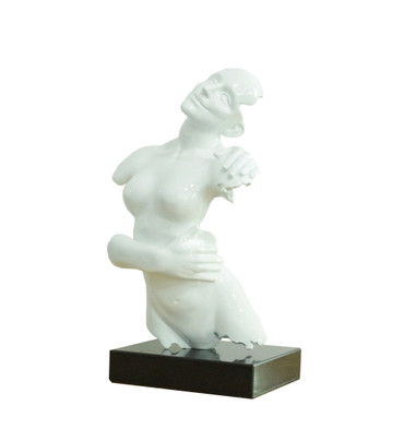 Woman Torso Modern White + Black Base Sculpture / VGTH-DL-044