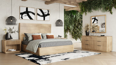 Eastern King Nova Domus Santa Monica - Modern Natural Oak Bedroom Set / VGMABR-144-SET-EK