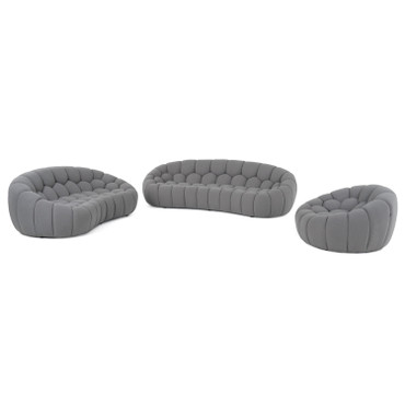 Yolonda - Modern Curved Light Grey Fabric Sofa Set / VGEV2126C-SET-C-07