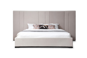 Queen Modrest Penelope - Modern Grey Velvet Bed / VGVCBD2312-Q