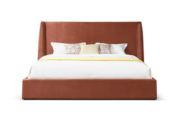 Eastern King Modrest Roma - Modern Burnt Orange Microfiber Upholstered Bed / VGVCBD2305-BORG-EK