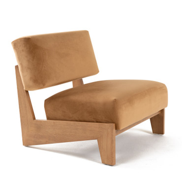 Tucker - Mid-Century Modern Camel Velvet + Chestnut Accent Chair / VGRH-RHS-AZHT05-TAN