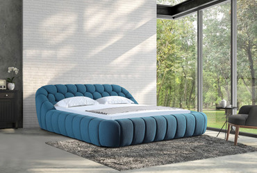 Queen Divani Casa Yolonda - Modern Dark Teal Fabric Bed / VGEV-A127-BED-C-15-Q