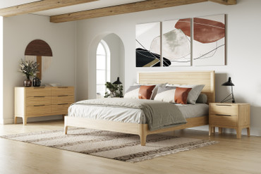 Queen Modrest Seattle - Modern Natural Oak Bedroom Set / VGWD-SEA-QBKB-SET-Q