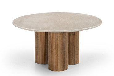 Hayden - Modern Marble + Wood Round Coffee Table / VGBR-SBA-4866