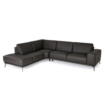 Soho - Italian Left Facing Grey Nirvana Fume Leather Sectional Sofa / VGDTSOHO-LAF-GRY-SECT-SOFA