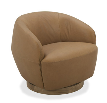 Agatha - Modern Tan Leather Swivel Accent Chair / VGKK-KF.A1203-TAN