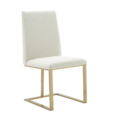 Frankie - Modern Off-White Fabric + Antique Brass Dining Chair / VGGA-6917CH-OWHTB