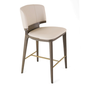 Calvary - Mid-Century Modern Beige Vegan Leather + Grey Ash Counter Chair / VGCS-BS-23022-BGE