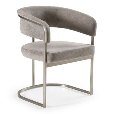 Sebastian - Modern Grey Fabric + Stainless Steel Dining Chair / VGGA-6251CH-GRY