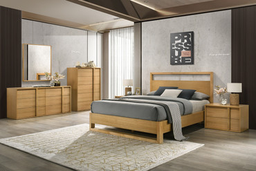 Queen Nova Domus Berlin - Modern Natural Oak Bedroom Set / VGMA-BR-92-SET-NAT-Q