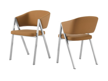 Marcus - Modern Camel Vegan Leather Dining Chair (Set of 2) / VGEW-F3248AA-CML