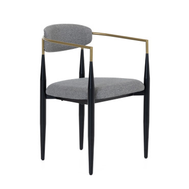 Buchtel - Mid-Century Modern Medium Grey + Gold Arm + Black Dining Chair / VGDW-J1312-MEDGRY
