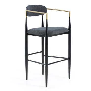 Buchtel - Mid-Century Modern Dark Grey + Gold Arm + Black Bar Chair / VGDW-J1314-DKGRY