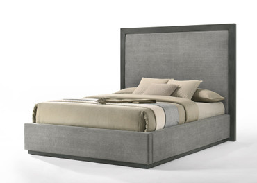 Eastern King Nova Domus Santa Barbara - Modern Grey Fabric + Grey Wash Bed / VGMA-BR-152-BED-GRY-EK