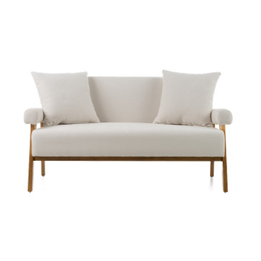 Cynthia - Modern White Fabric + Wood Loveseat / VGRH-RHS-S204-2