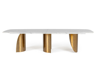 Reynold - Glam Faux Marble + Gold Stainless Steel Dining Table / VGGM-DT-1768