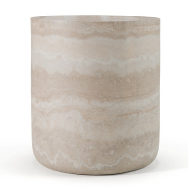 Cozad - Modern Faux Travertine Round End Table / VGVC-ET25093