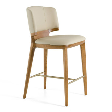 Calvary - Mid-Century Modern Beige Vegan Leather + Walnut Counter Chair / VGCS-BS-23022-WAL