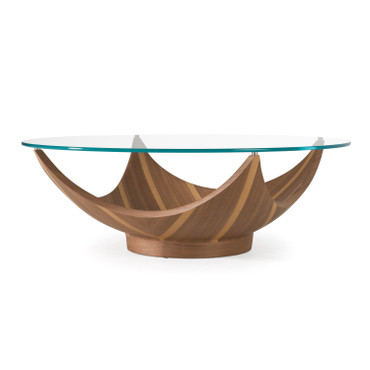 Sunrise - Contemporary Glass + Walnut Round Coffee Table / VGRY-RY-SE07-W