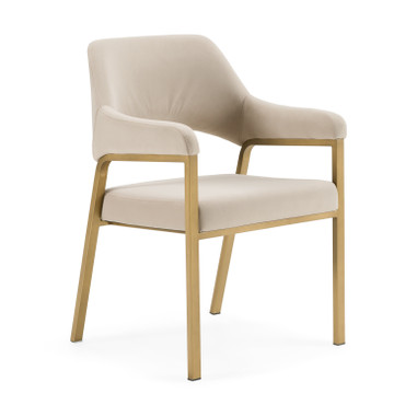 George - Modern Beige Fabric + Antique Brass Dining Chair / VGGA-GA-6218CH-1-BGE