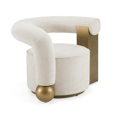 Tranquil - Contemporary Beige Fabric + Antique Brass Accent Chair / VGFA-CE2005-BGE