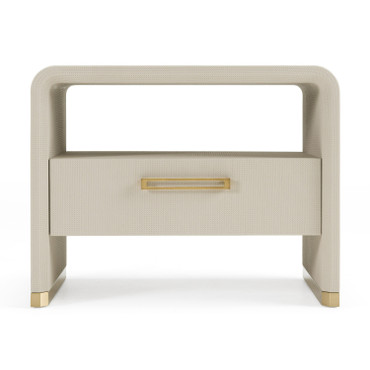 Florence - Modern Beige Leatherette + Gold Nightstand / VGVC-N2410