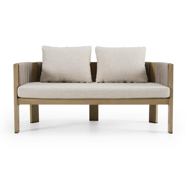 Salvora - Outdoor Beige Fabric & Grey Rope Loveseat / VGVK-WT275-2U-BGE