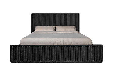 Eastern King Modrest Fields - Modern Black Acacia Bed / VGWD-VGD2-BED-BLK-EK