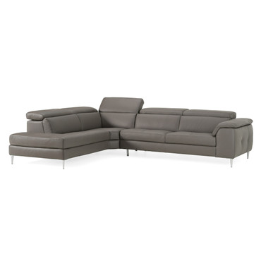 Viola - Italian Contemporary Grey Leather Left Facing Sectional Sofa / VGDTVIOLA-KIM-FUME-LAF-SECT
